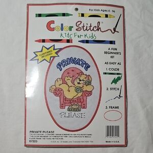 NEW Color Stitch Embroidery Kit for Kids Beginner Cat on Chair NWT